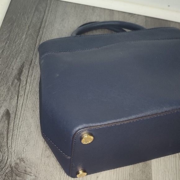 Michael Kors Blue Satchel with Gold Accents - Picture 6 of 13